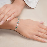 Elegant Green & White Stone Adjustable Bracelet with Premium Diamonds