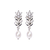 Floral Pearl Earrings with Premium Diamonds
