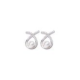 Pearl and Premium Diamond Twist Earrings