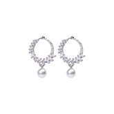 Elegant Hoop Earrings with Premium Diamonds and Pearls