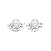 Pearl & Premium Diamond Earrings in 925 Pure Silver