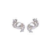Swirling Pearl and Premium Diamond Earrings