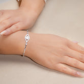 Heart Design Premium Diamond Bracelet with Flower Centerpiece