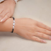 Elegant Premium Diamond Mangalsutra Bracelet with Black Beads