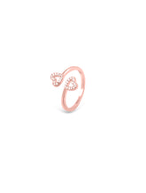 Rose Gold Double Heart Adjustable Ring