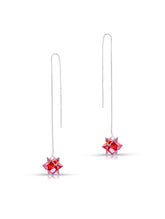 Threader Earrings with Red Crystal Design