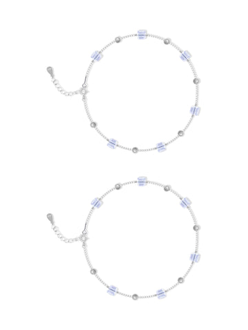 Silver Rainbow Crystal Anklet – Elegant & Adjustable