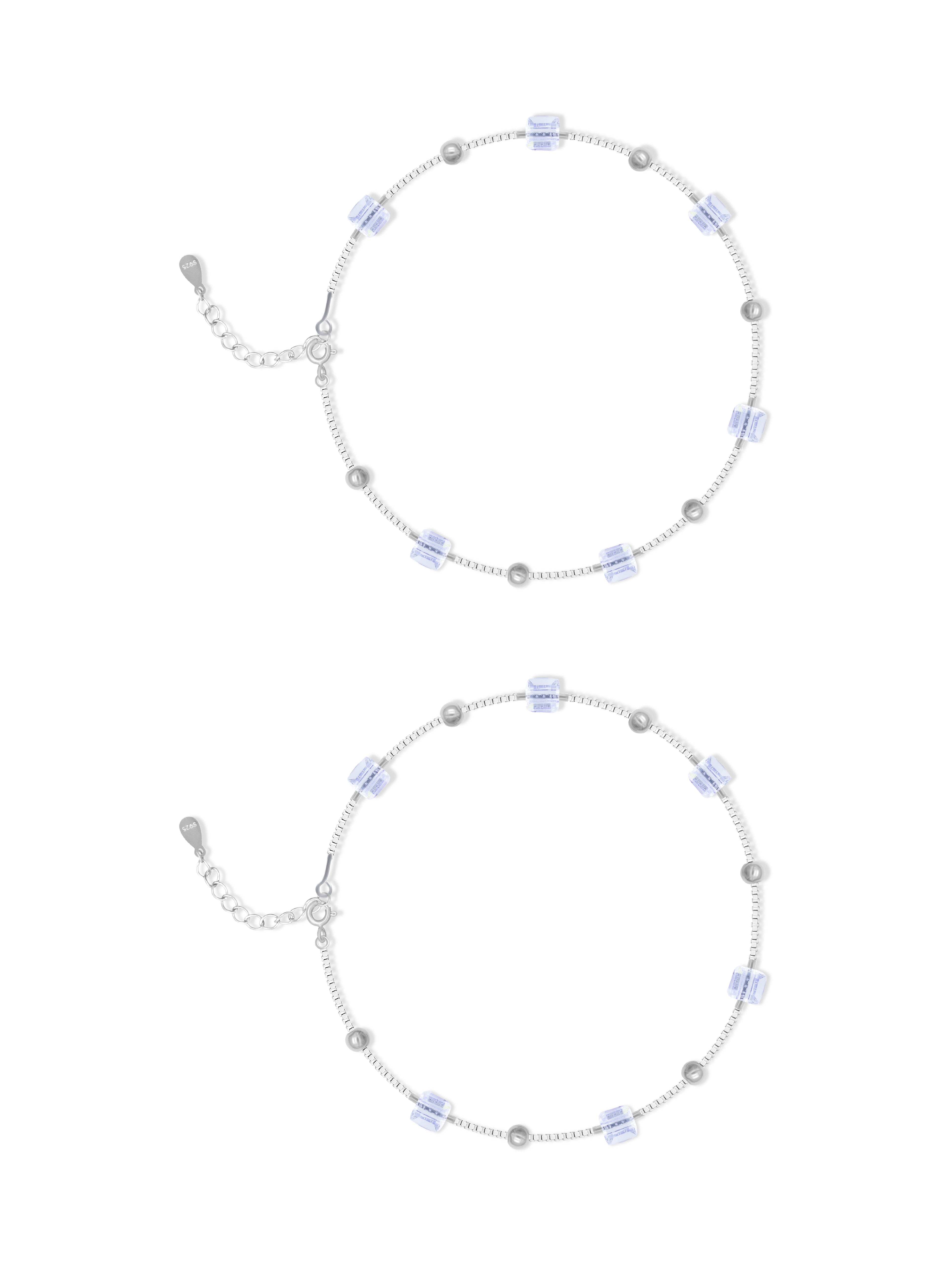 Silver Rainbow Crystal Anklet – Elegant & Adjustable