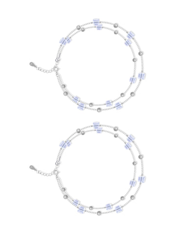 Double-Layered Rainbow Crystal Anklet – 925 Pure Silver