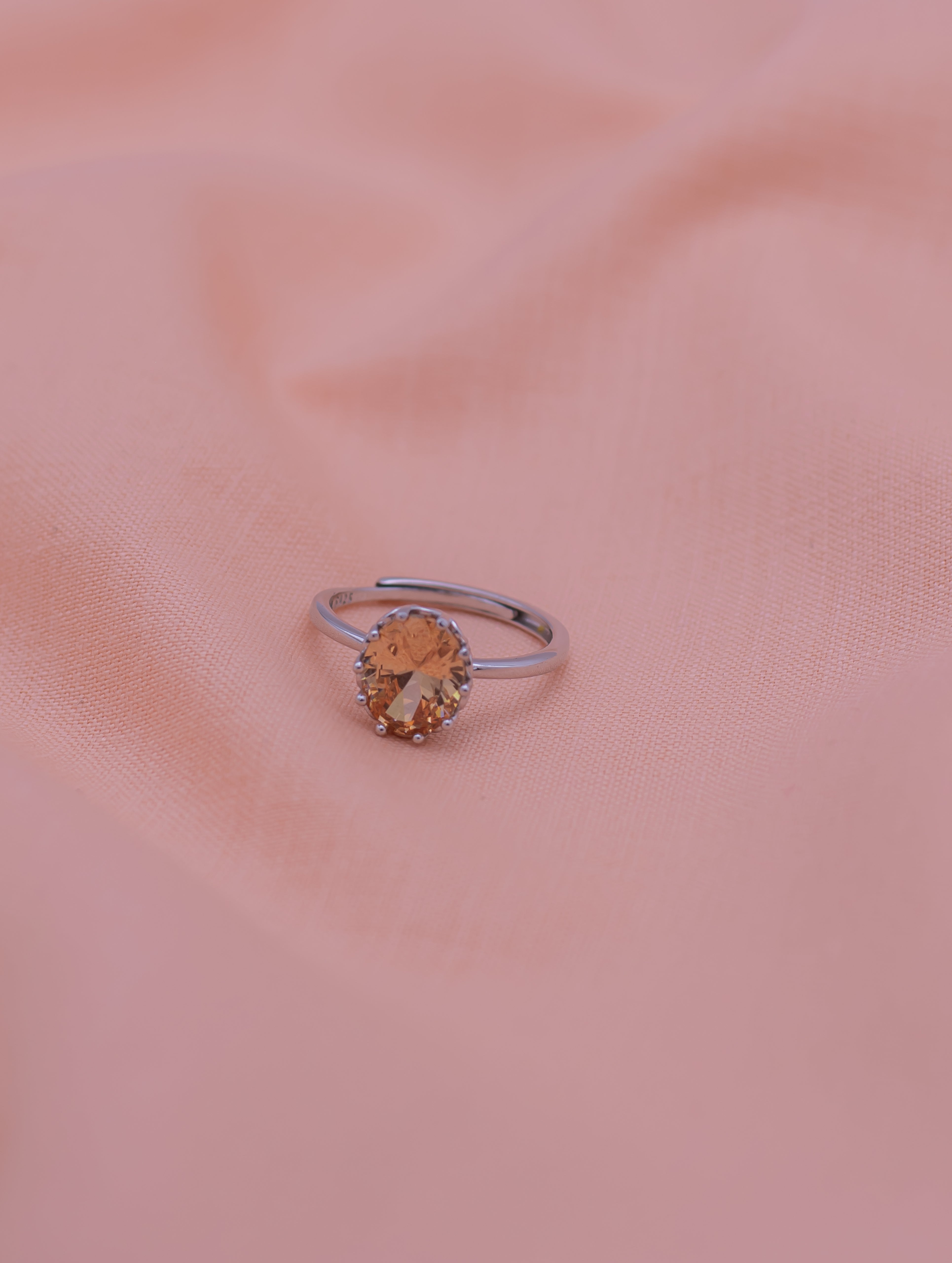 Solitaire Ring with Peach Premium Stone
