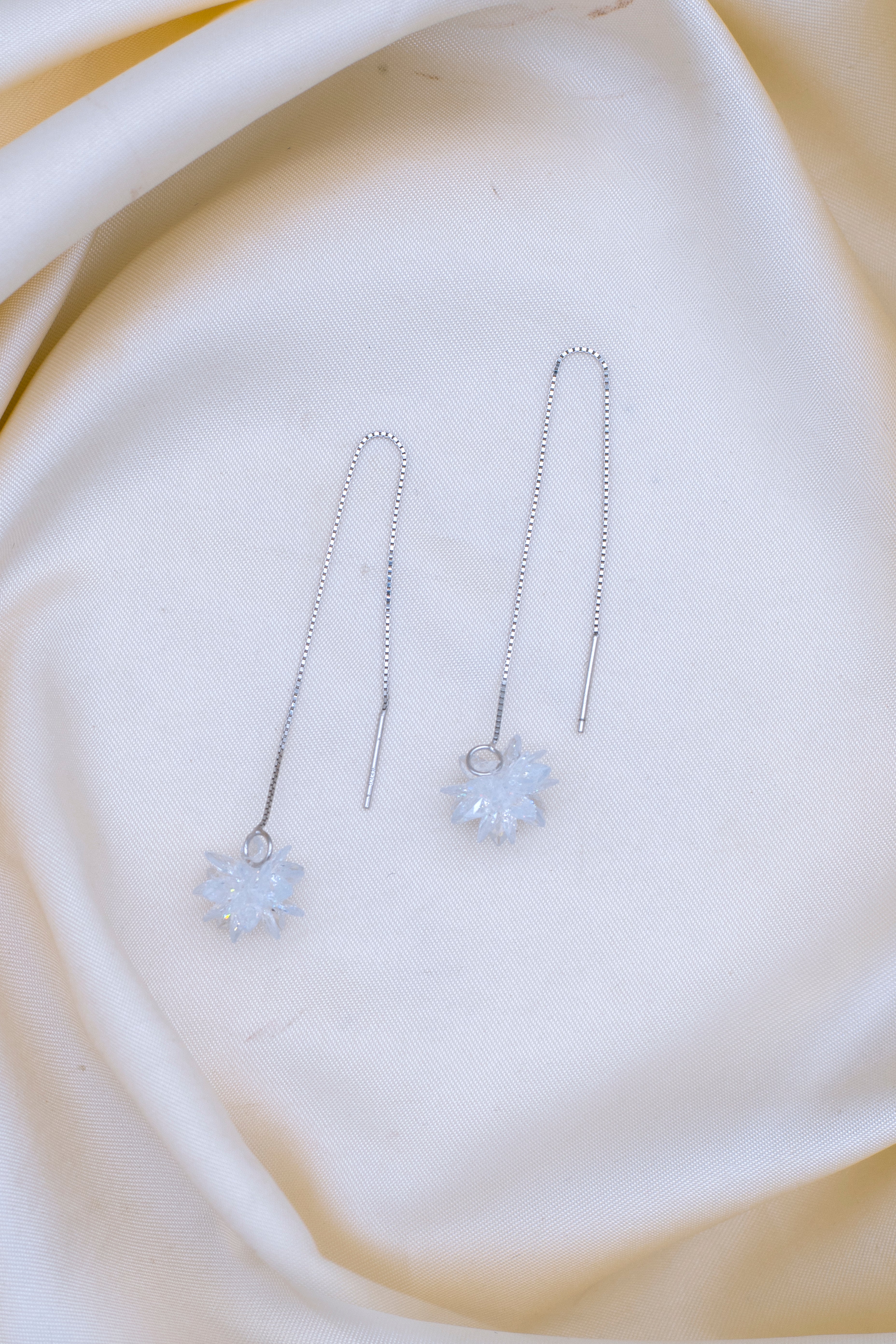Sui Dhaga Earrings with White Crystal Detailing