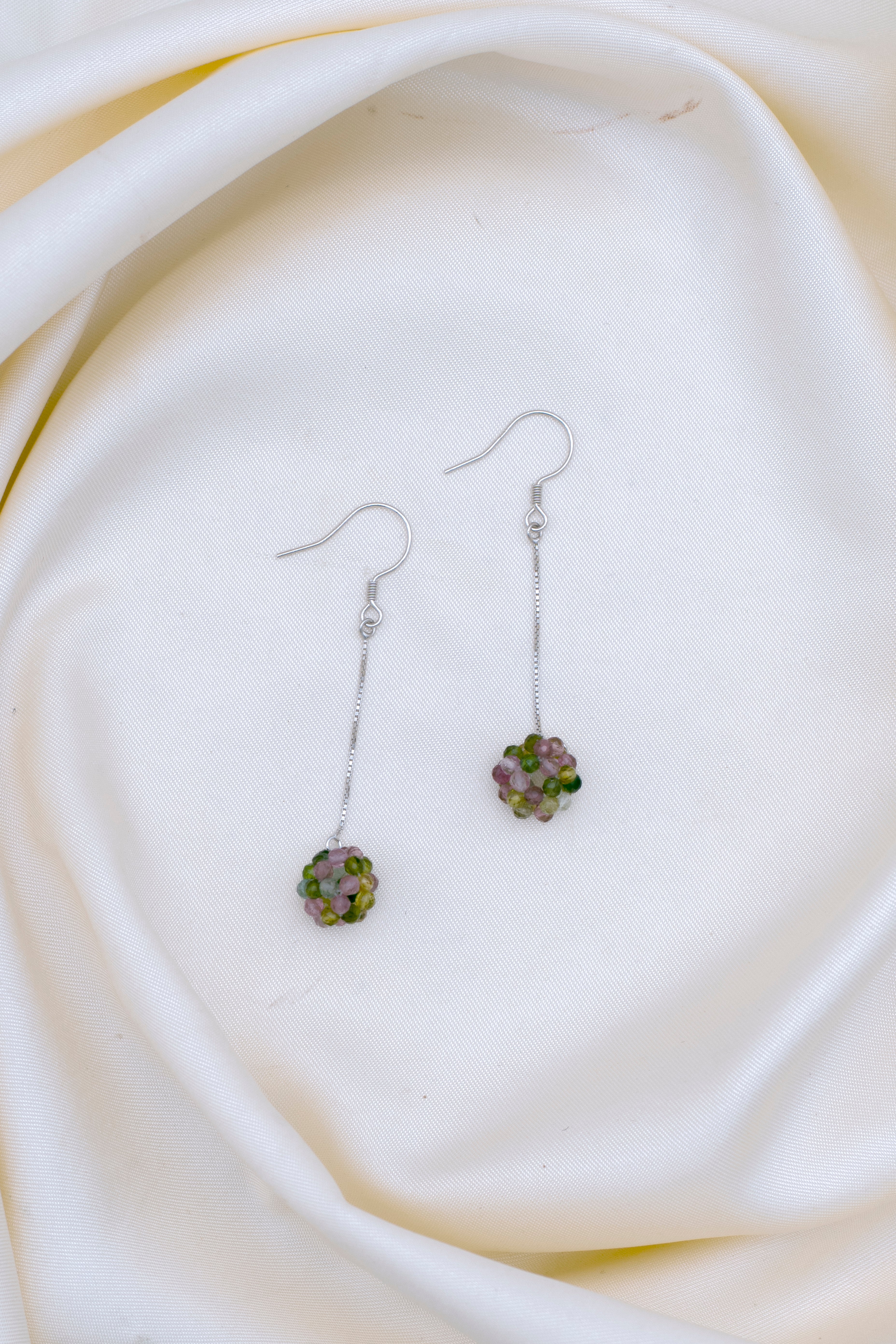 Silver Earrings with Rainbow Crystal