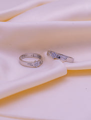 SILVER FLOWERY COUPLE RINGS