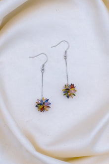Silver Hanging Earrings with Rainbow Crystal