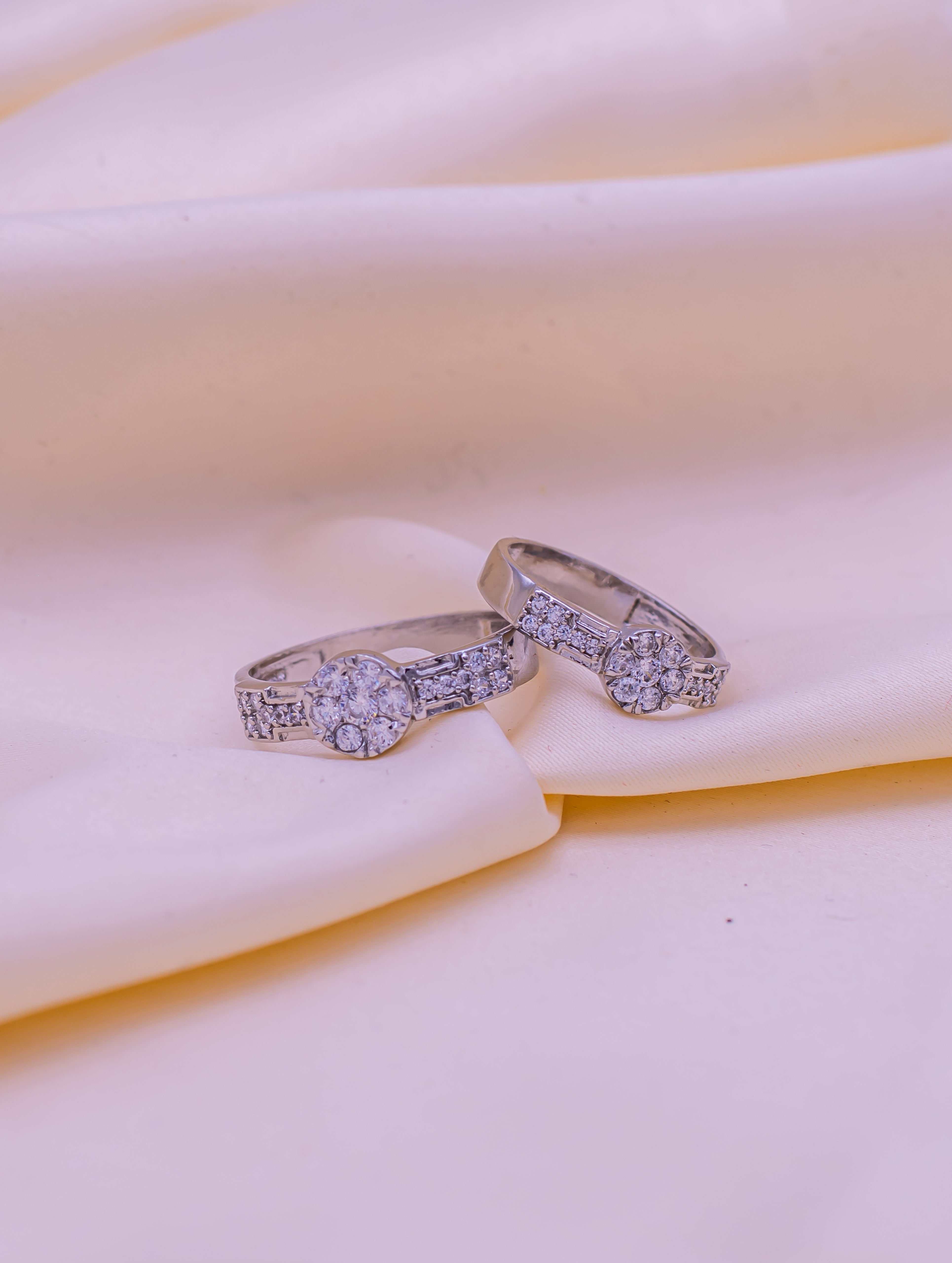 SILVER MOONLIT COUPLE RINGS
