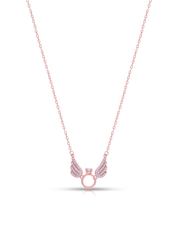 925 Sterling Silver Wing Pendant Chain with Solitaire