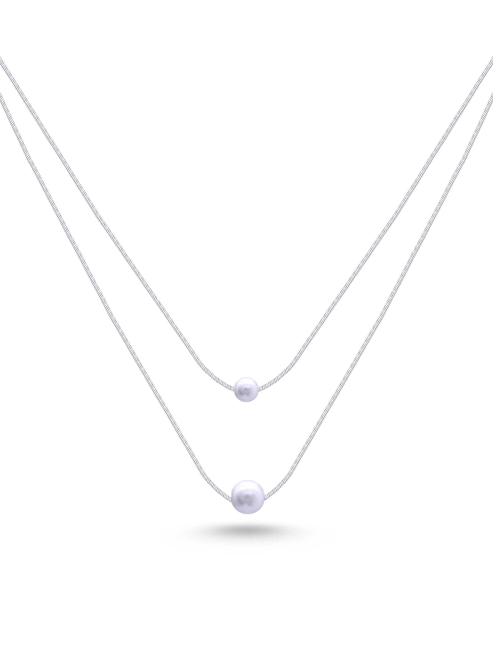 Serene Layers 925 Silver Pearl Chain