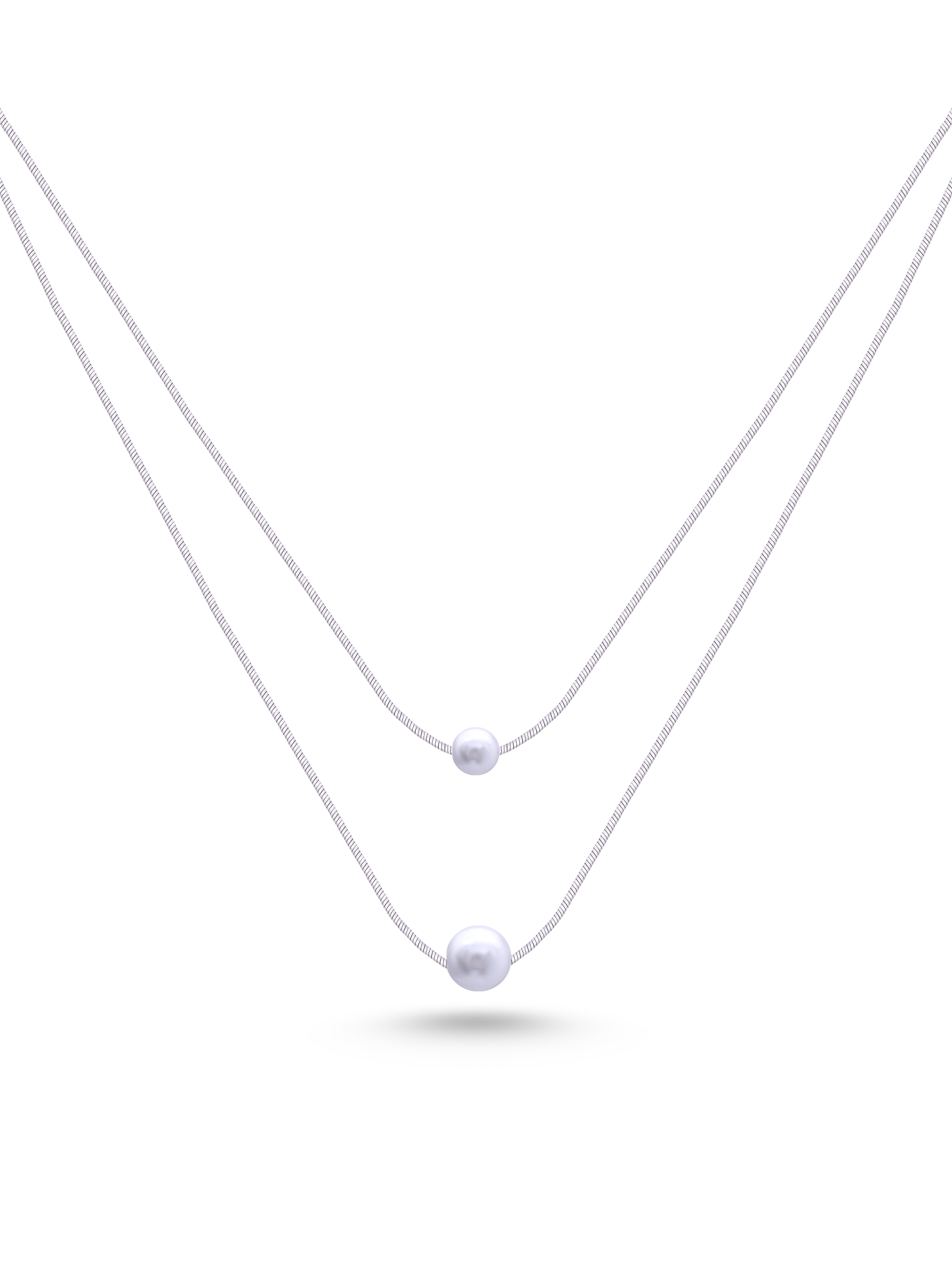 Serene Layers 925 Silver Pearl Chain
