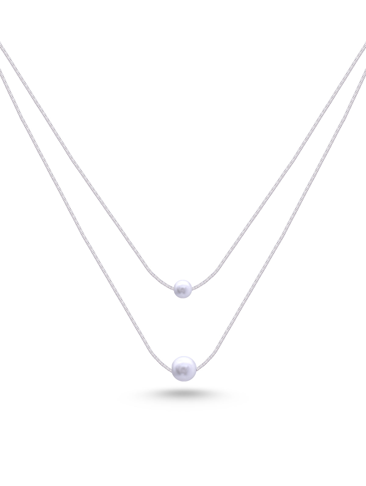 Serene Layers 925 Silver Pearl Chain