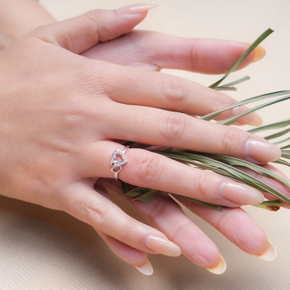 Intertwined Heart Sparkle Ring