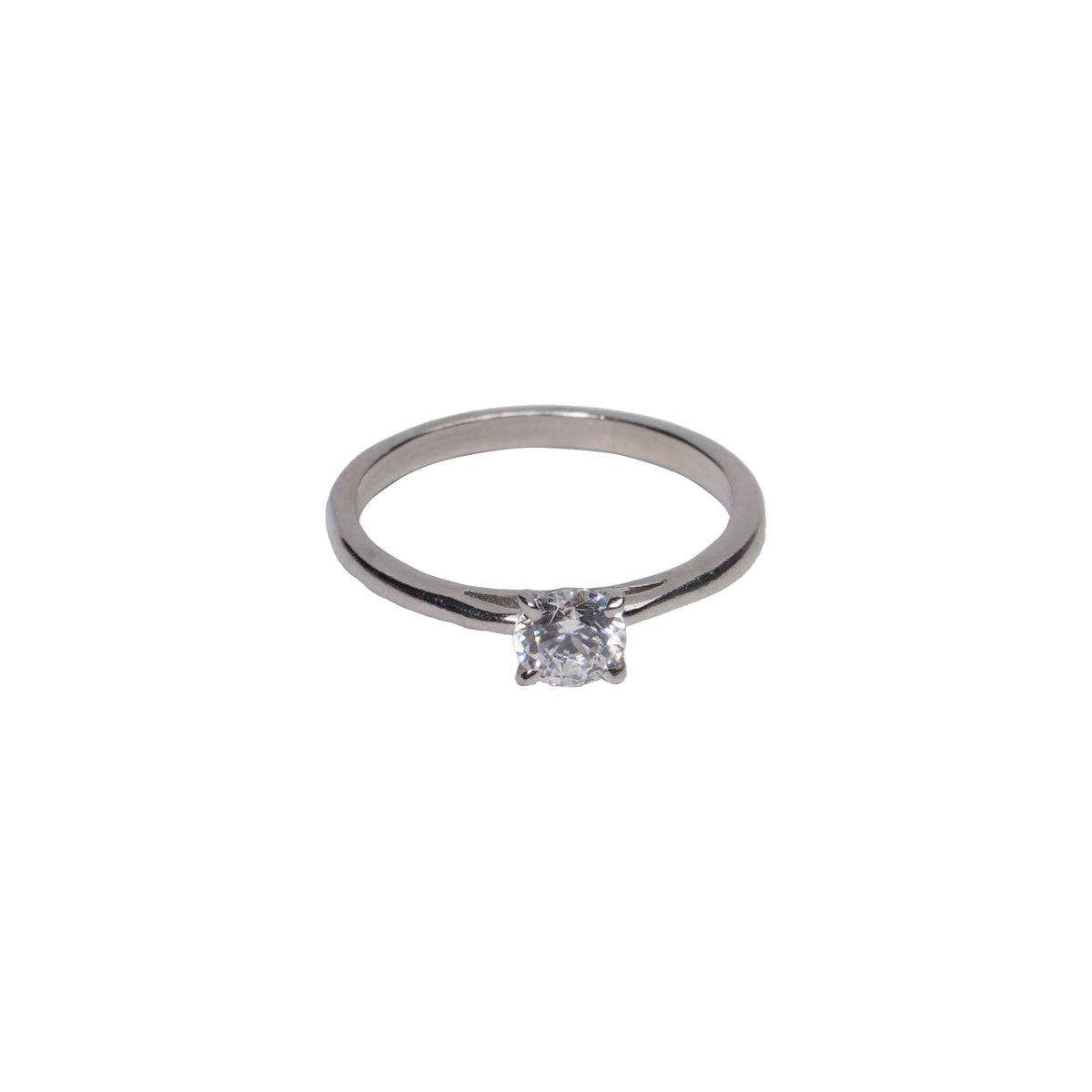 Radiant Silver Solitaire Zircon Ring