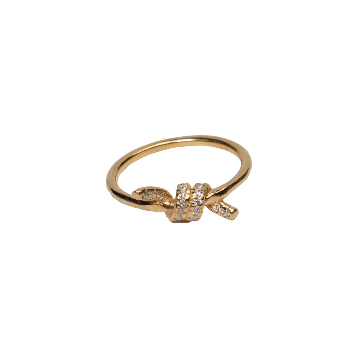 Handcrafted Gold Knot Zircon Ring
