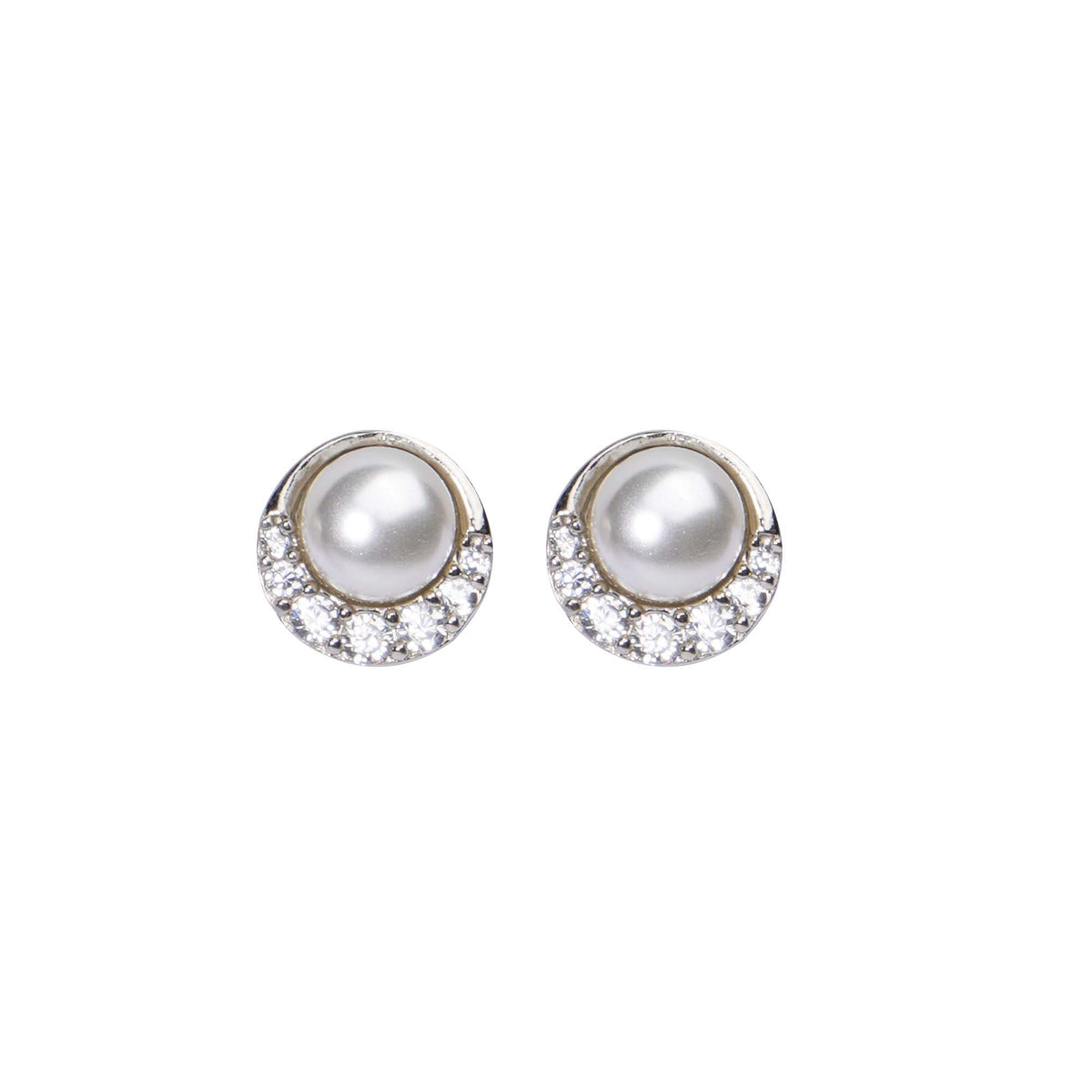 Classic Pearl and Diamond Stud Earrings