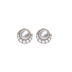 Classic Pearl and Diamond Stud Earrings