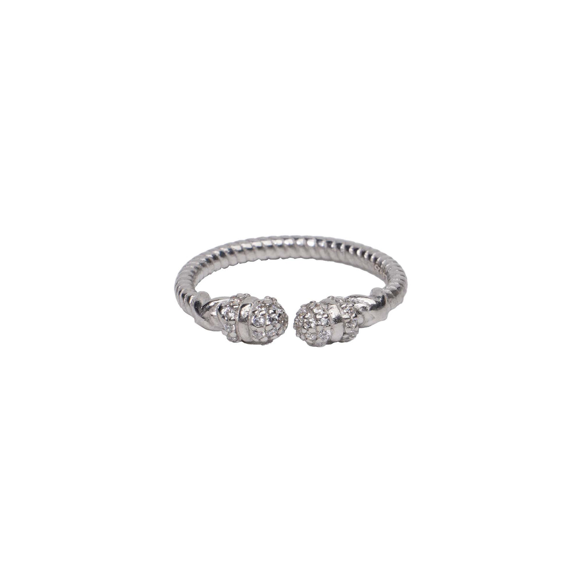 Handcrafted Silver Zircon Twist Ring