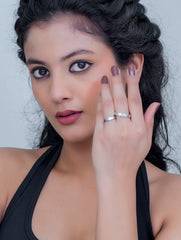 SILVER FLOWERY COUPLE RINGS