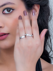 SILVER FLOWERY COUPLE RINGS