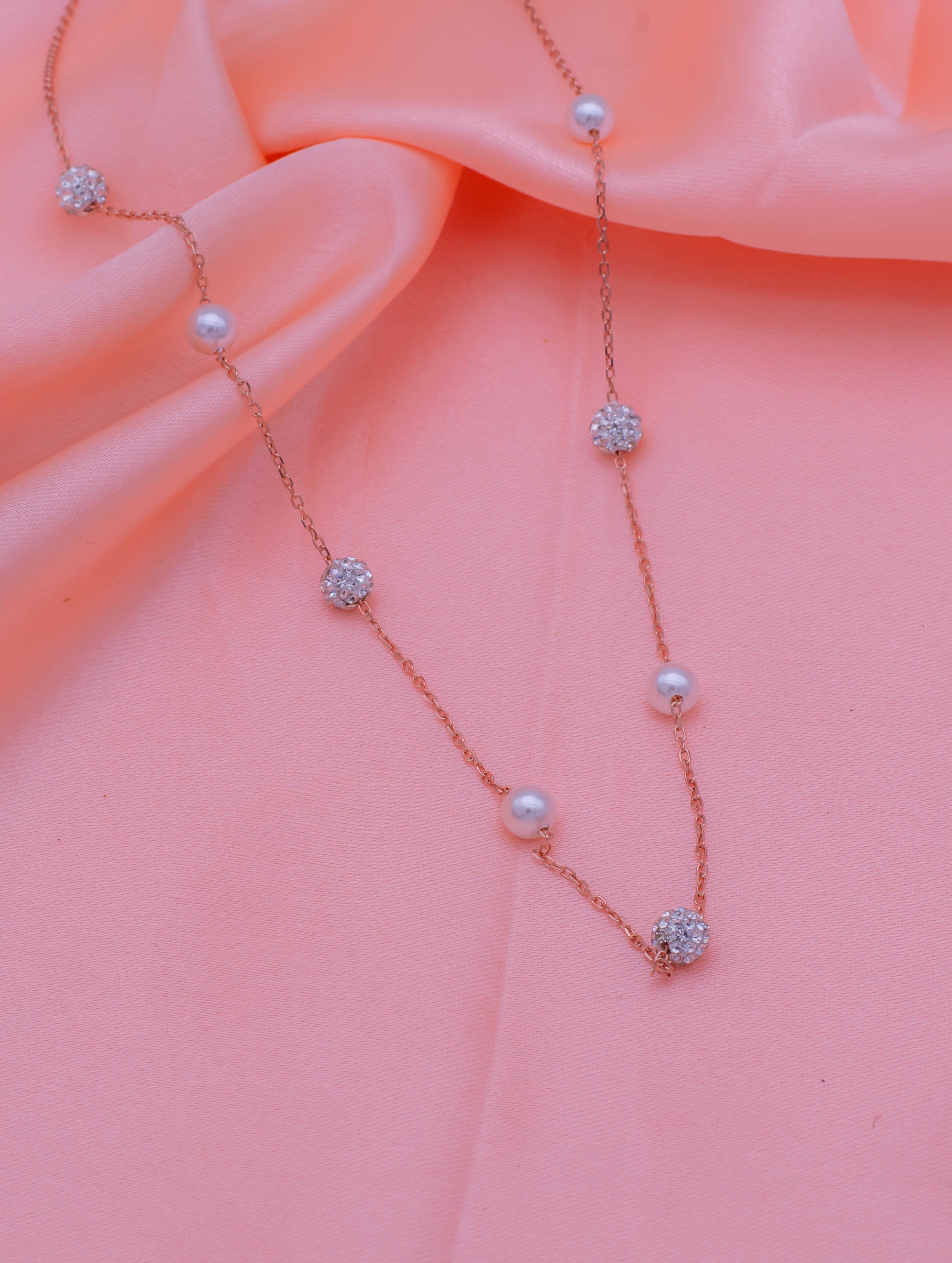 925 Sterling Silver Pearl & Zircon Necklace