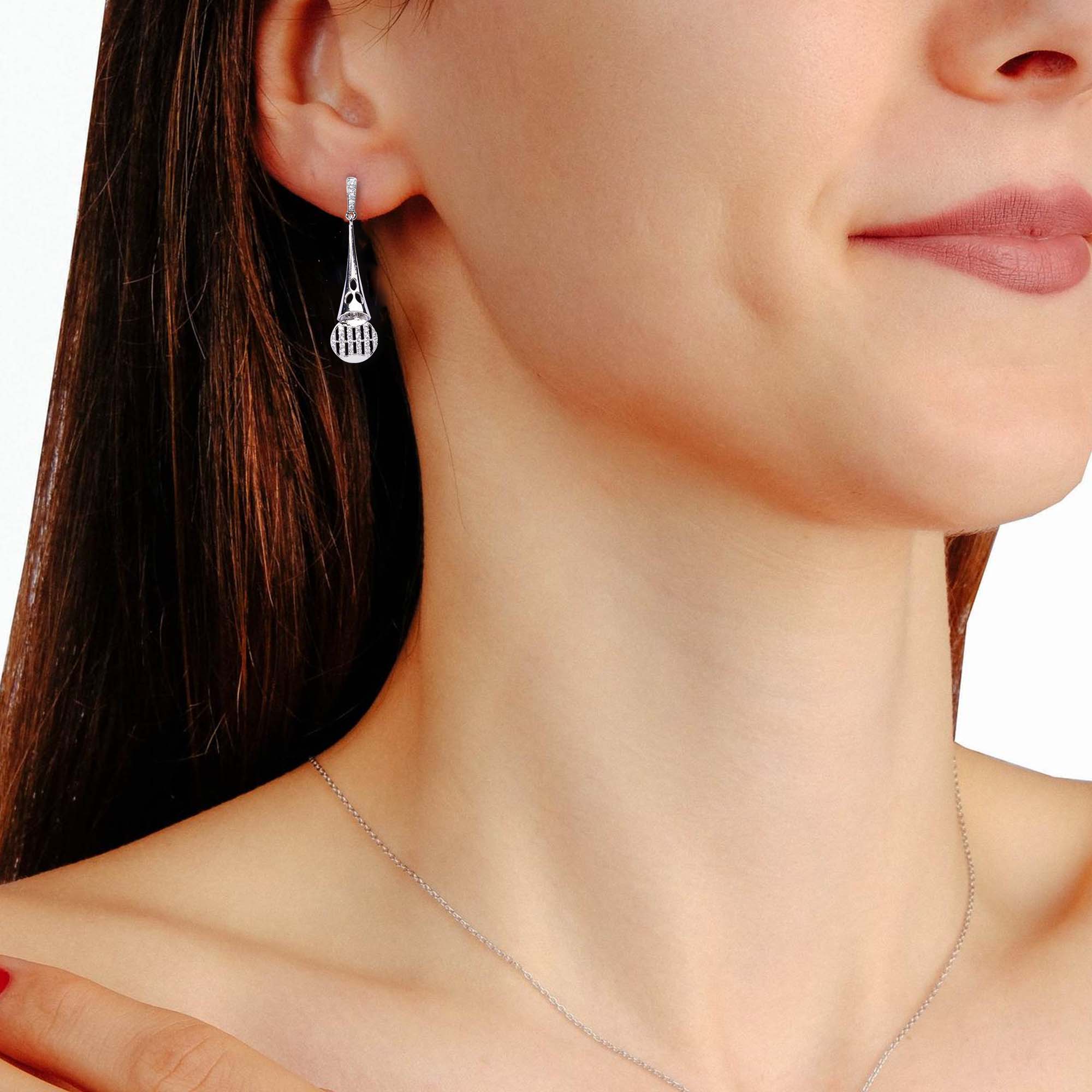 Elegant Long Drop Earrings with Premium Diamonds
