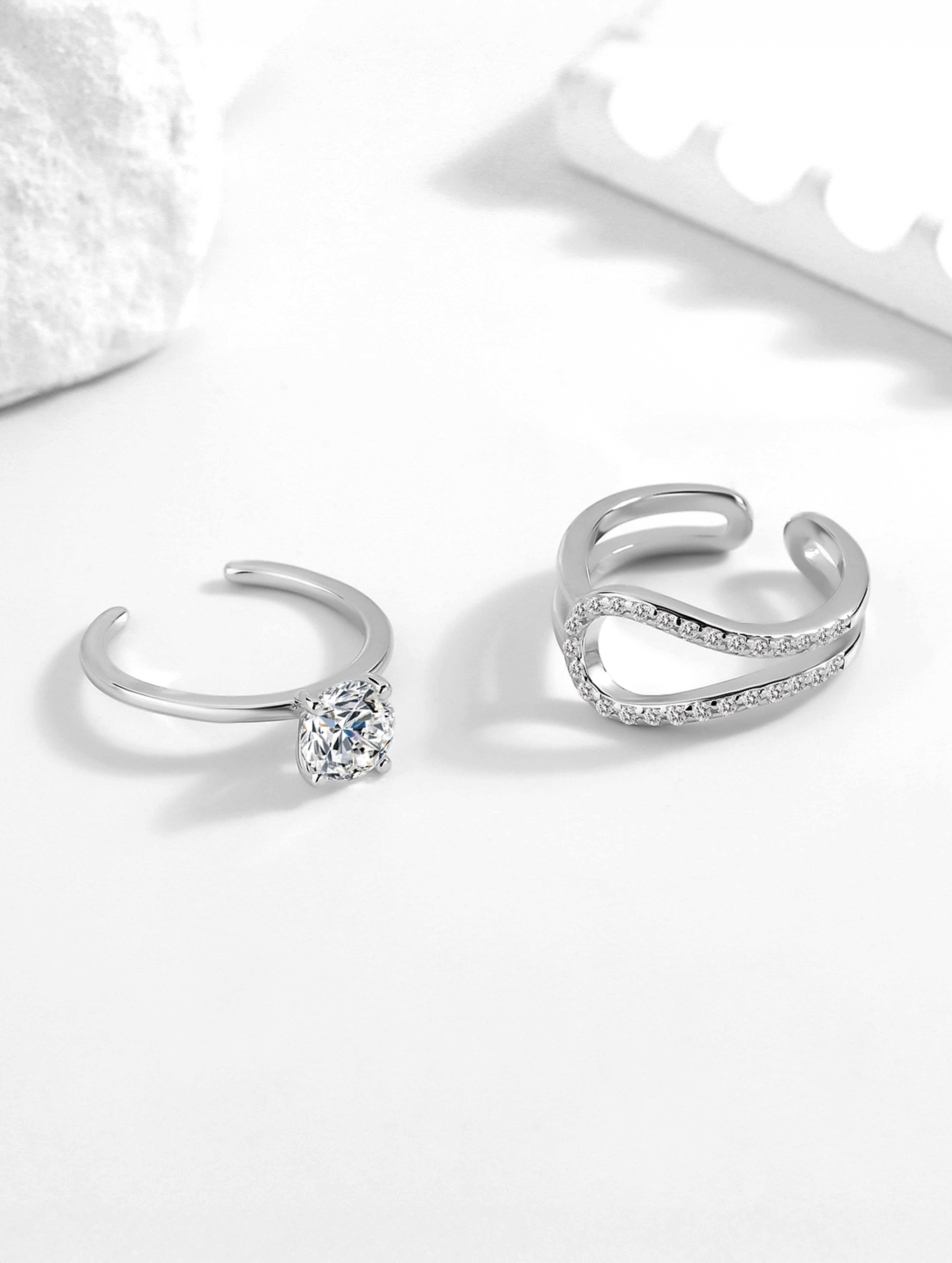 Lune 925 Silver Dual Band Ring