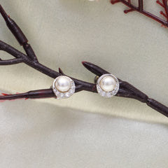 Classic Pearl and Diamond Stud Earrings