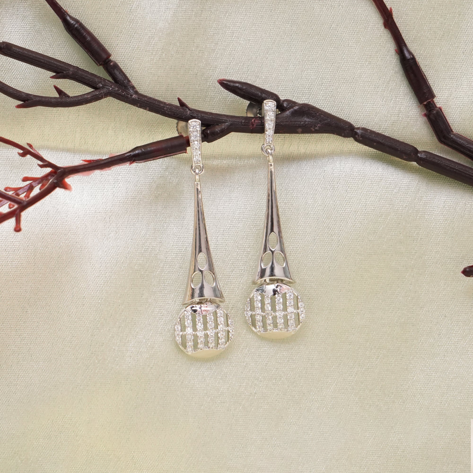 Elegant Long Drop Earrings with Premium Diamonds
