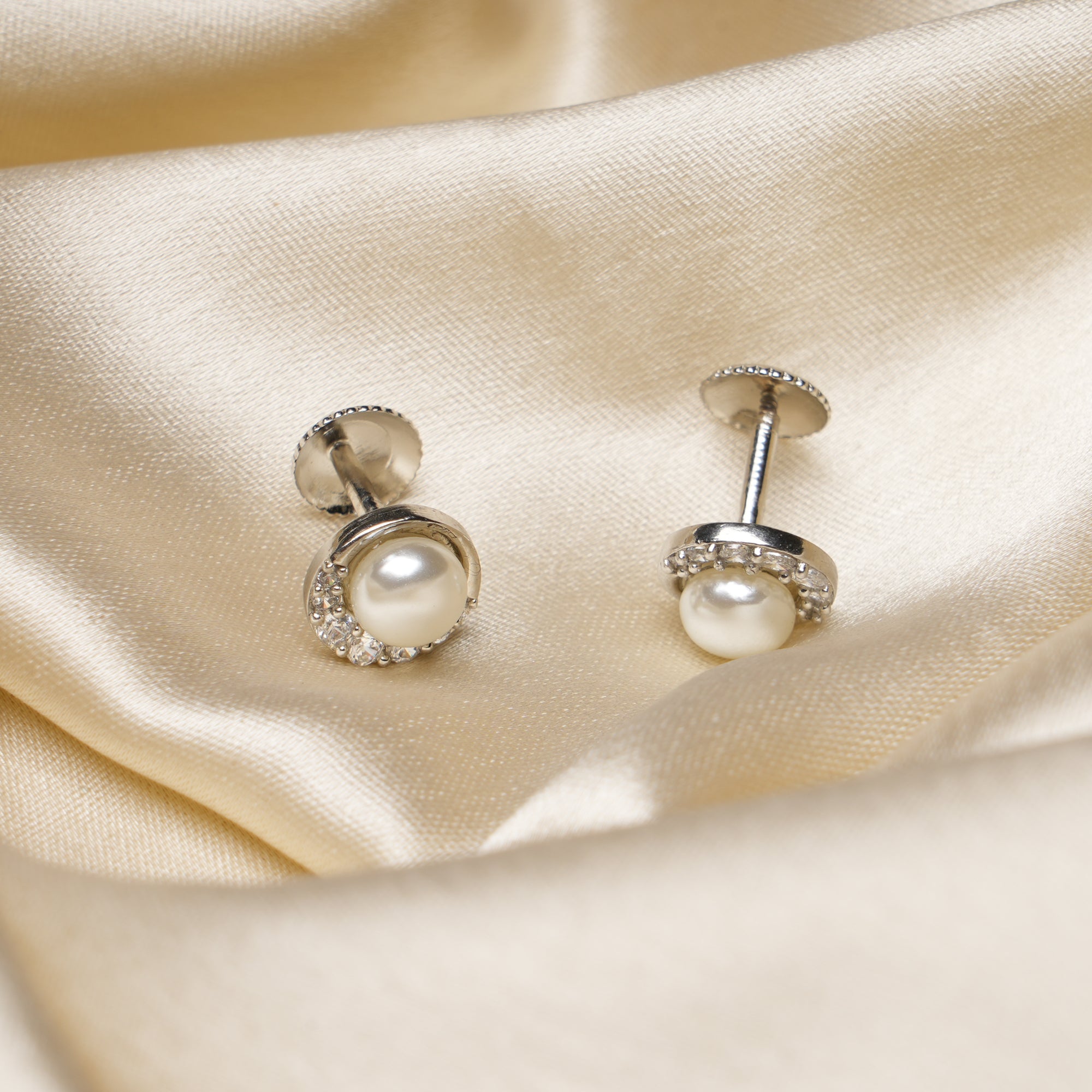 Classic Pearl and Diamond Stud Earrings