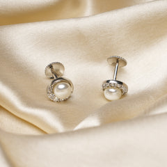 Classic Pearl and Diamond Stud Earrings