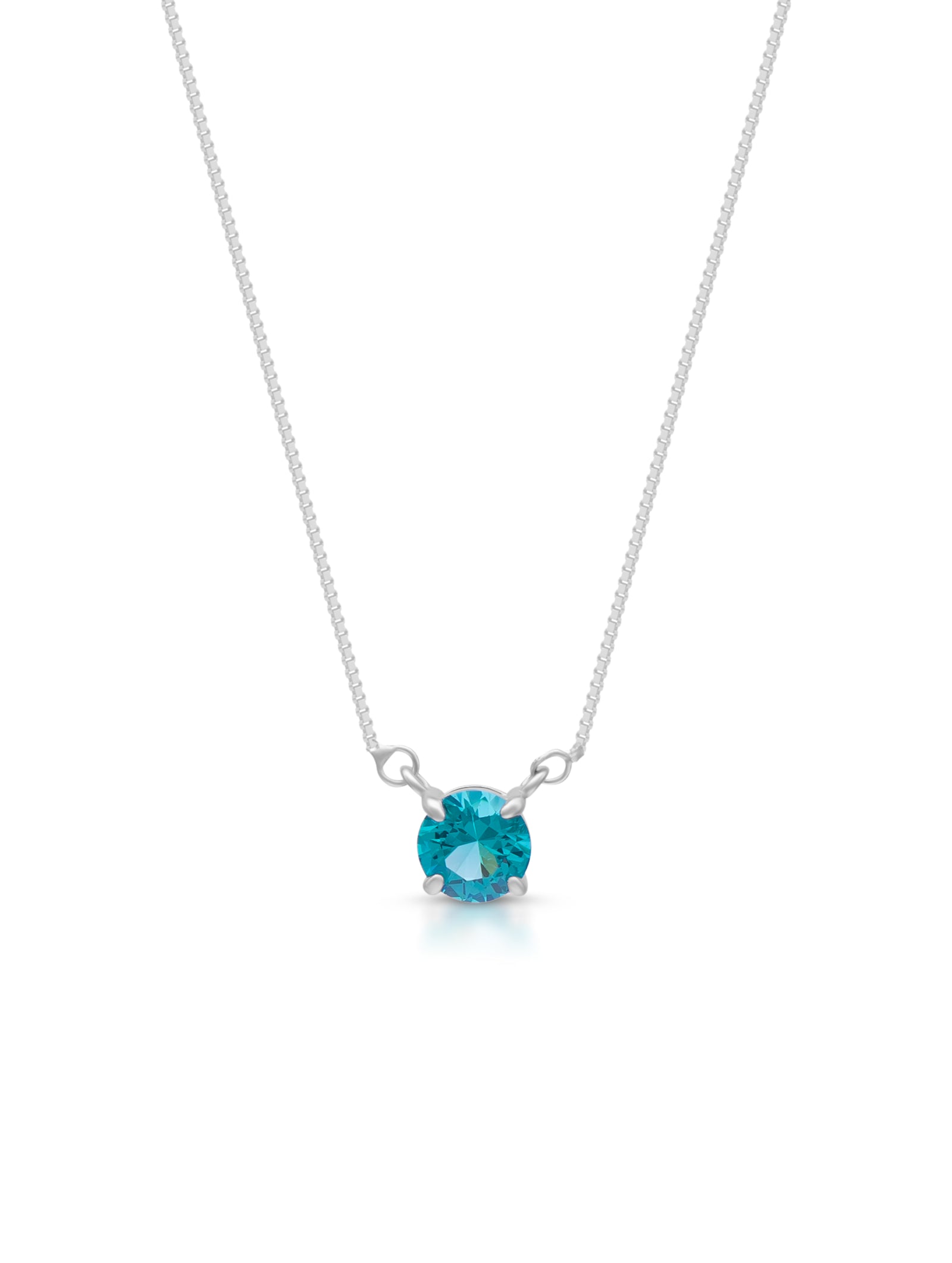 925 Sterling Silver Pendant Necklace with Green Semi-Precious Stone