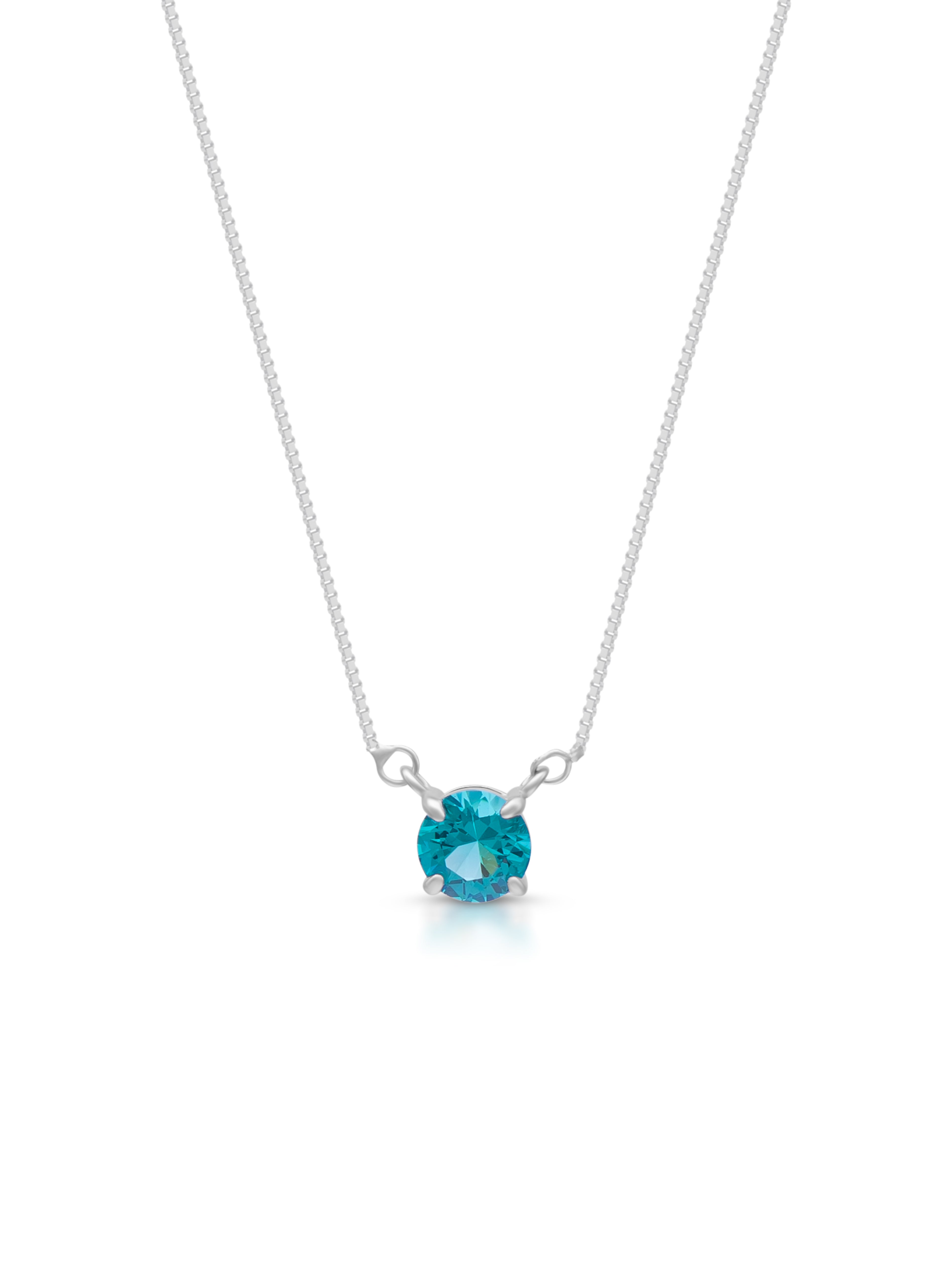 925 Sterling Silver Pendant Necklace with Green Semi-Precious Stone