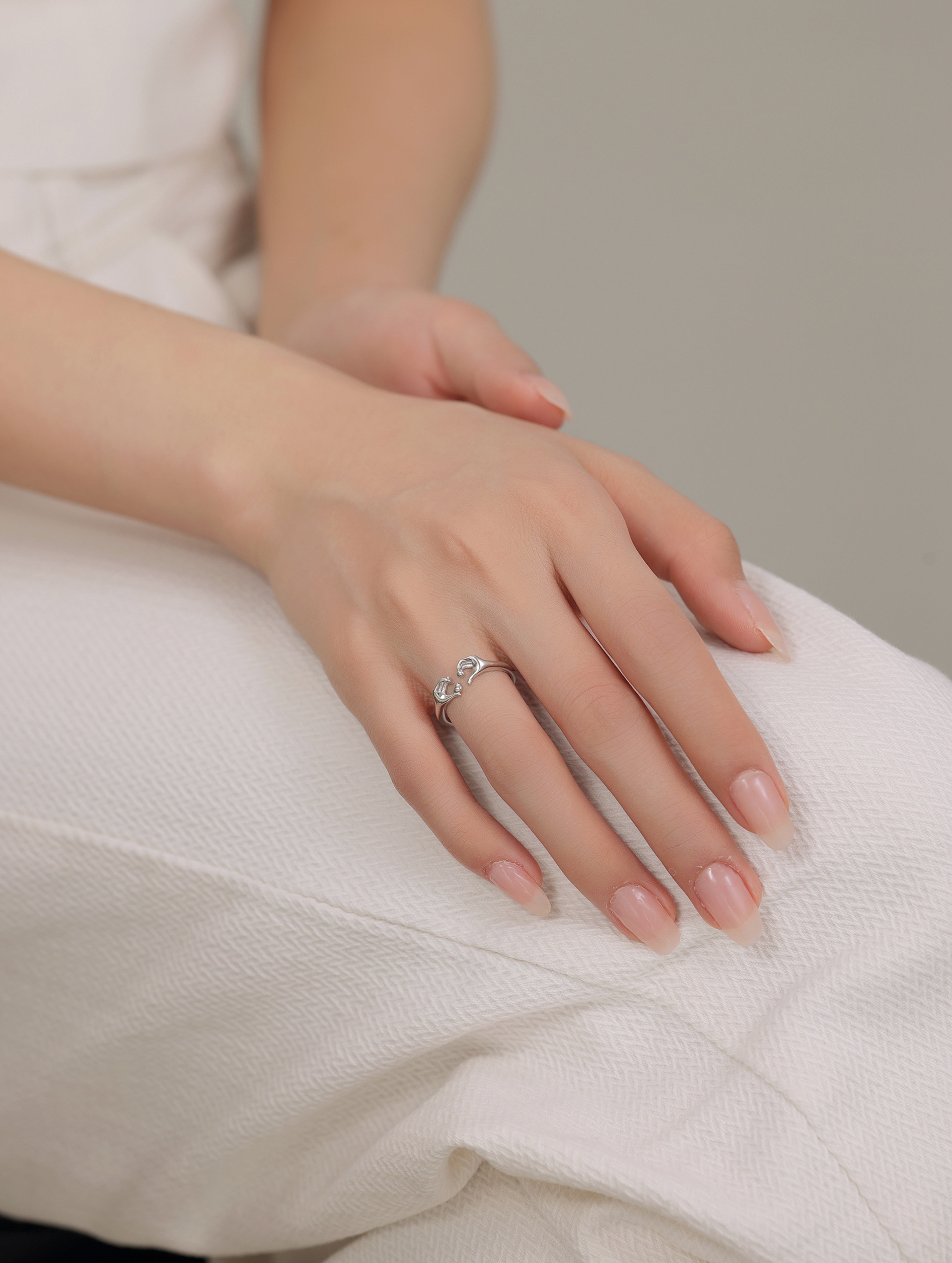 Liora 925 Silver Open Heart Ring