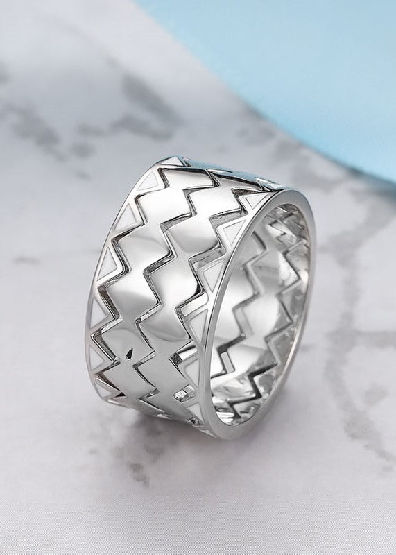 925 Pure Silver 4-in-1 Chevron Stackable Ring Set