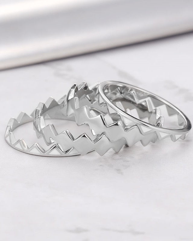 925 Pure Silver 4-in-1 Chevron Stackable Ring Set