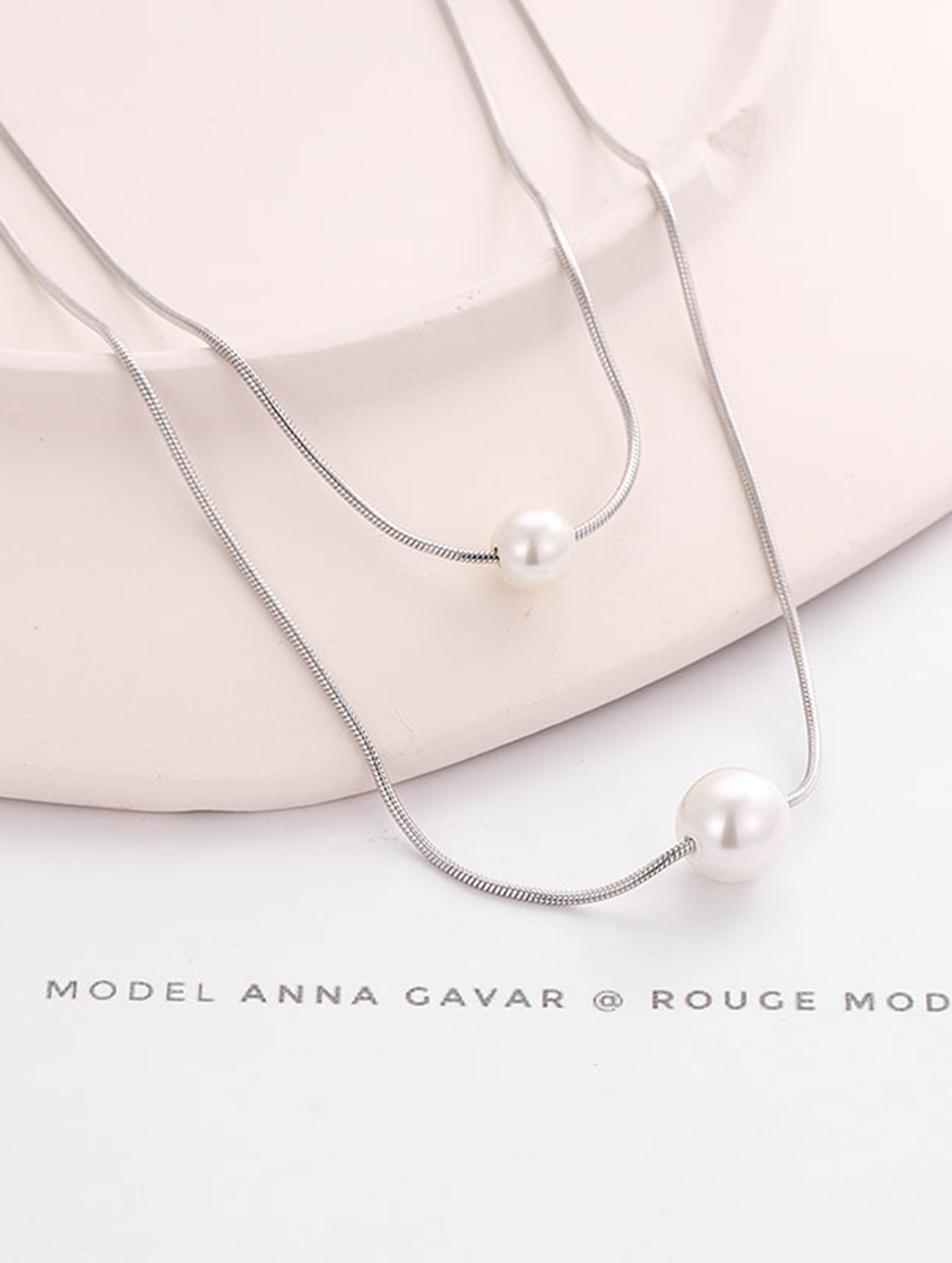 Serene Layers 925 Silver Pearl Chain