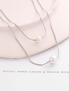 Serene Layers 925 Silver Pearl Chain