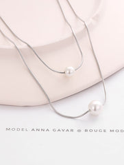 Serene Layers 925 Silver Pearl Chain