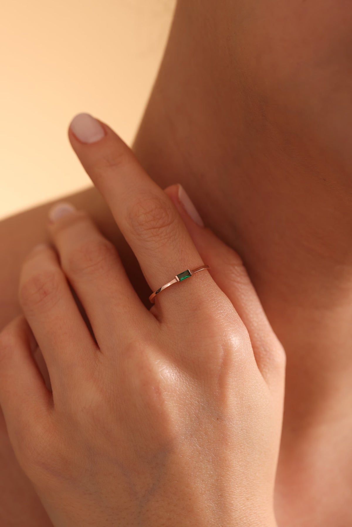 Emerald Glow Minimalist Ring