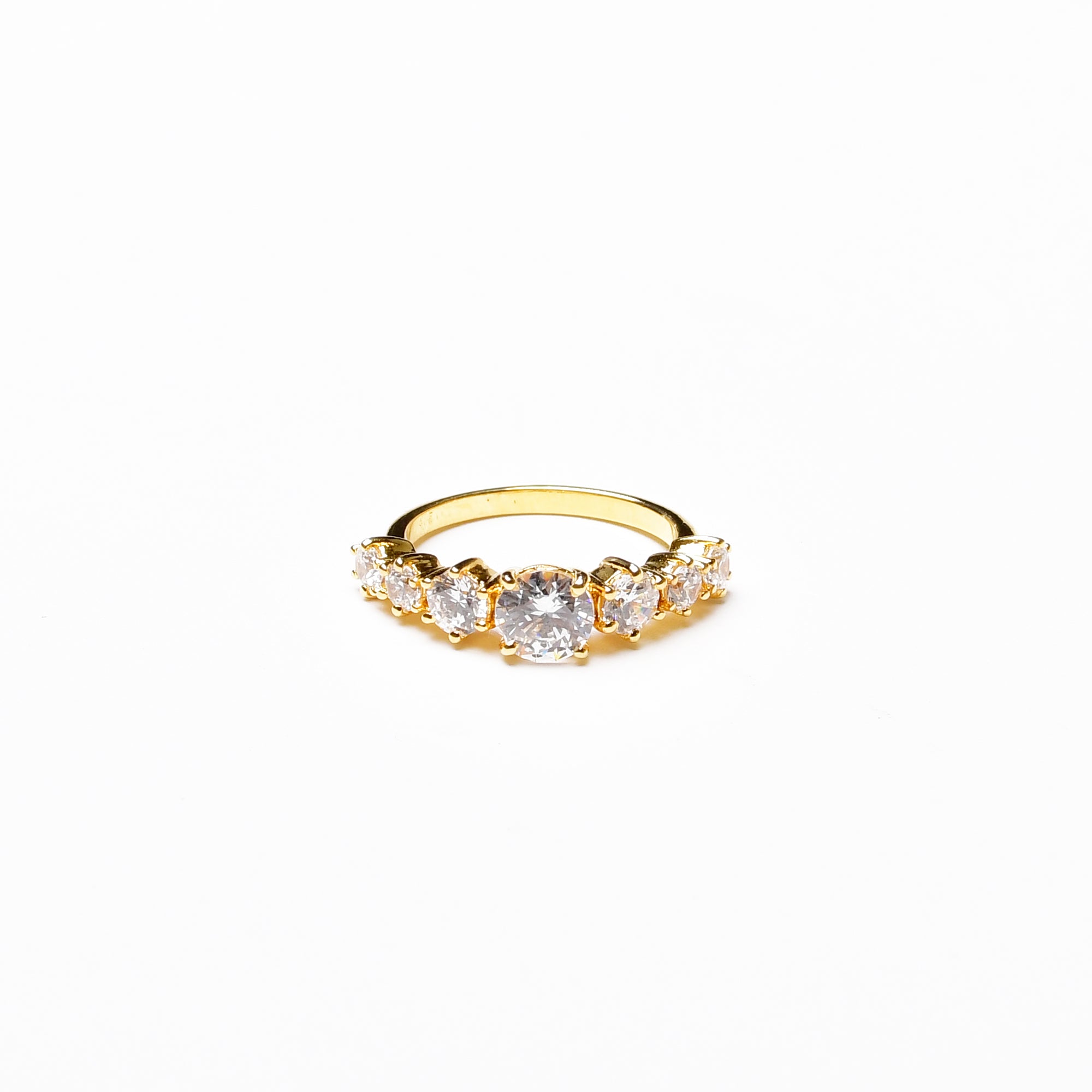 Gold Multi-Stone Zircon Ring - Pure 925 Silver