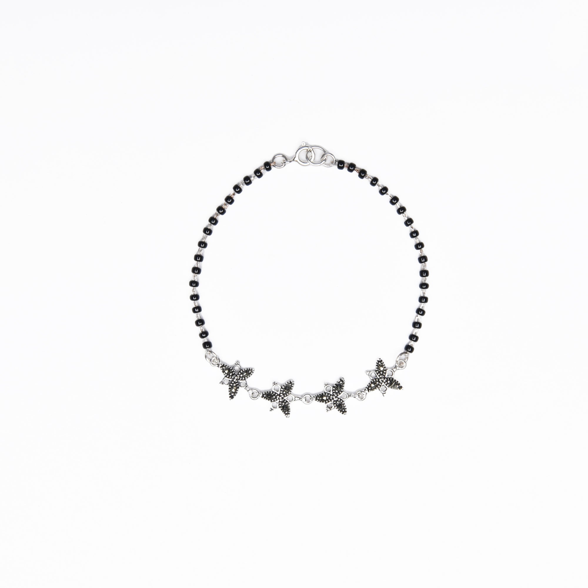 Silver Star Bead Bracelet