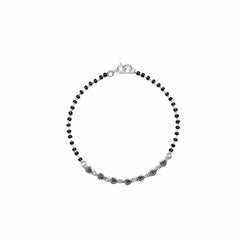 Silver Black Bead Bracelet - Minimalist Design